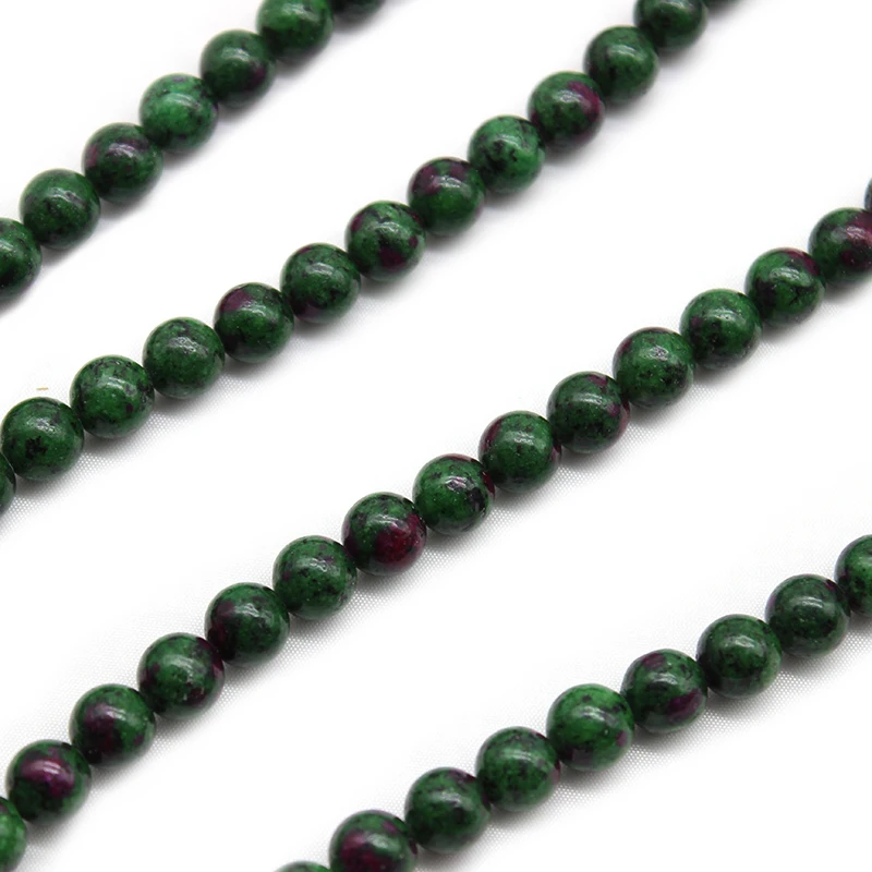 Natural Green Zoisite Tourmaline Stone Round Spacer Beads For Jewelry Making DIY Bracelet Necklace 15\'\' Loose Beads  4-12mm