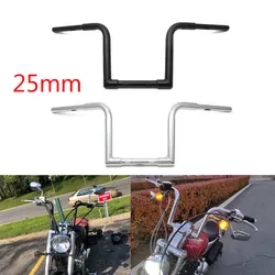For Harley Sportster Chopper Bobber Softail Dyna Black/Chrome 1'' 25mm Z Bar Pullback Motorcycle Handlebar 1pcs