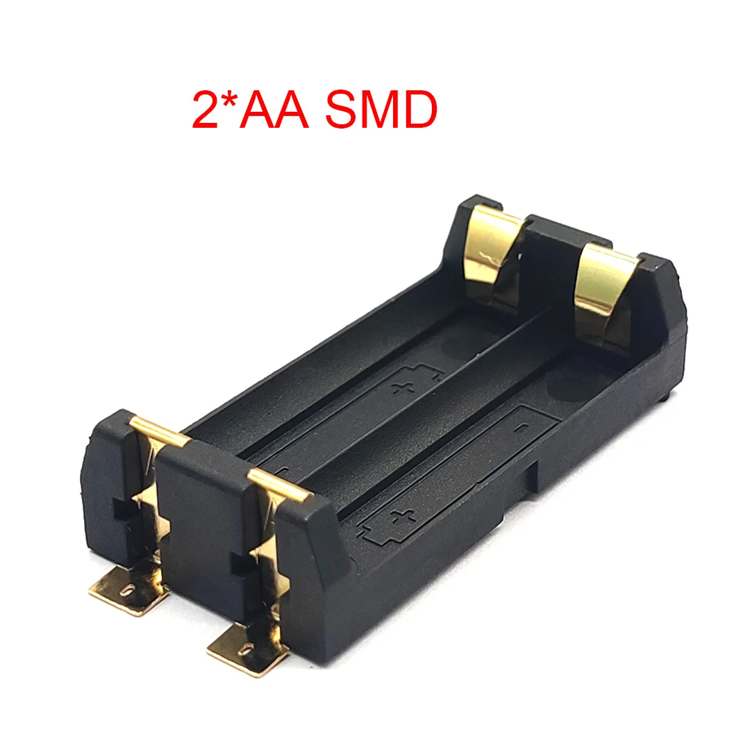 1Pcs High Quality Gold Plated SMT SMD 2 AA Battery Holder Battery Box AA Battery Case