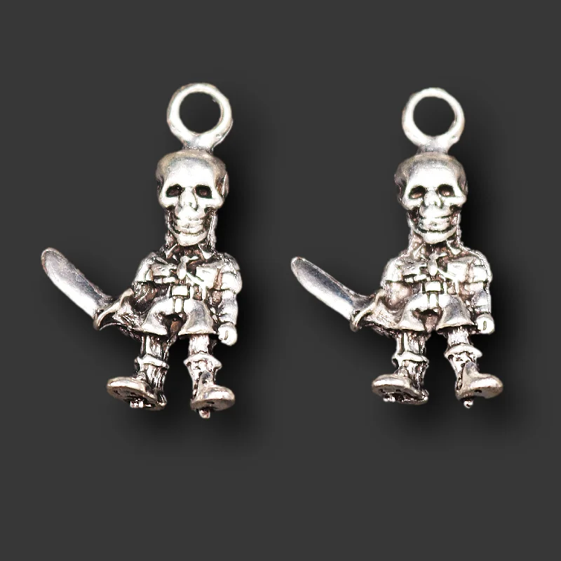 5pcs Silver Plated 3D Punk Style Skull Warrior Necklace Earrings Pendant DIY Charm Jewelry Crafts Metal Accessories A1250