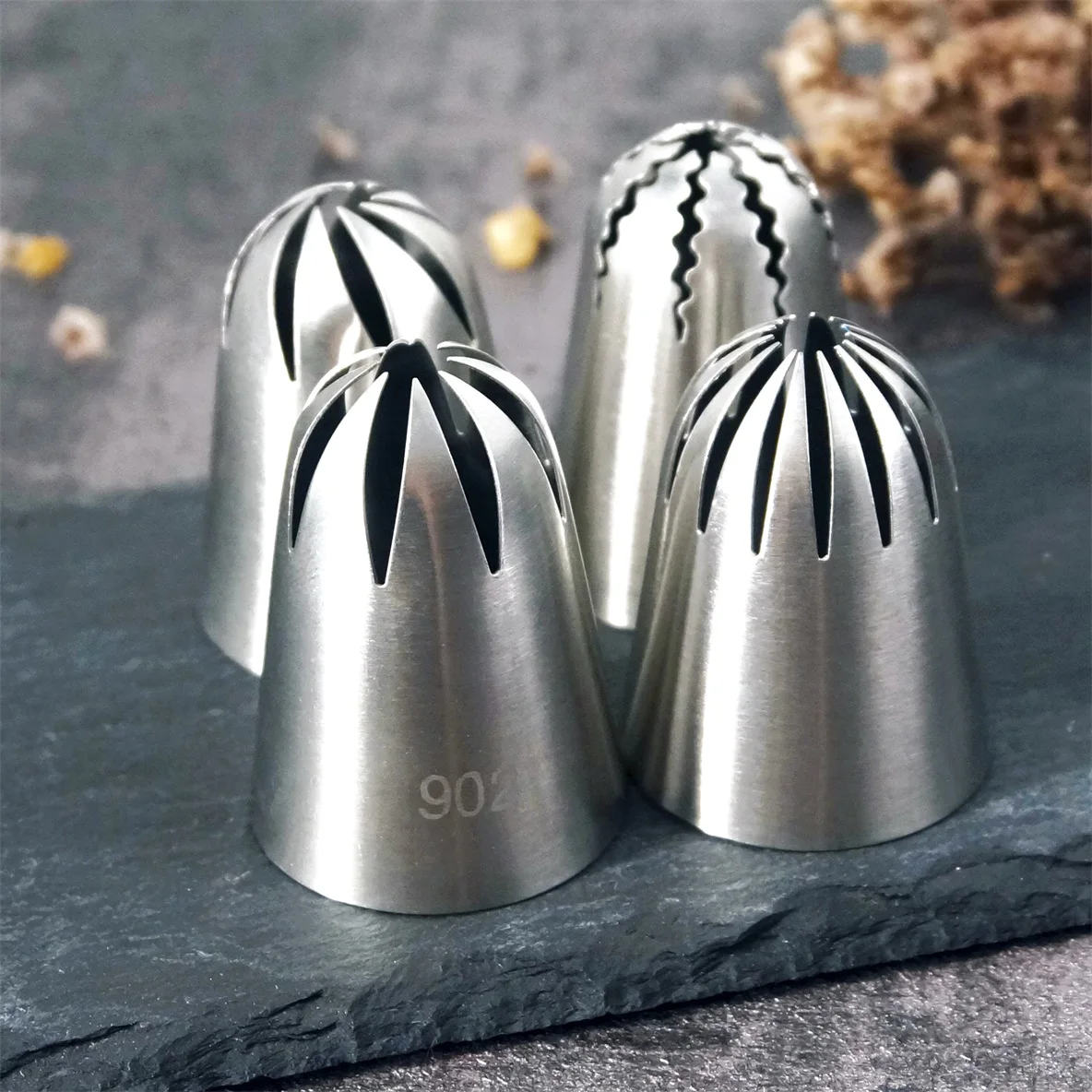 #901 902 903 904Close Star Piping Nozzle Large Size Cream Icing Tips Cake Fondant Baking Tool Cupcake Decoration Stainless Steel