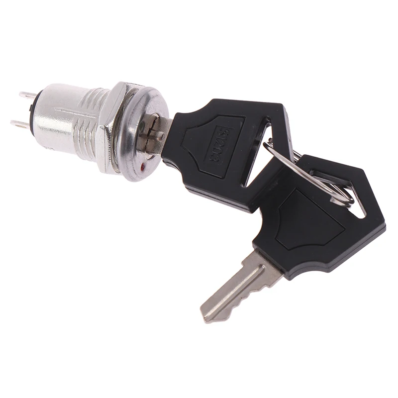 

12mm Zinc Alloy Electronic Key Switch ON OFF Lock Switch Phone Lock Security Power Switch Tubular Terminals+2 Keys 2 Position