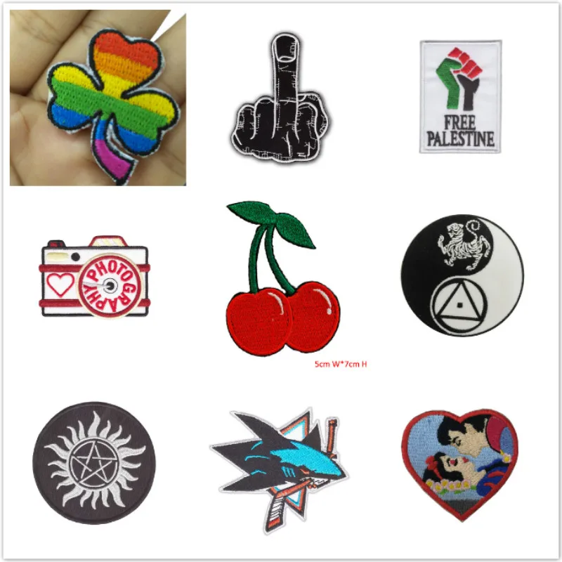 

20pcs/Lot Luxury Embroidery Patch Chinese Tai Chi Rainbow Cherry Camera Clothing Decoration Prince Princess Craft Diy Appliques