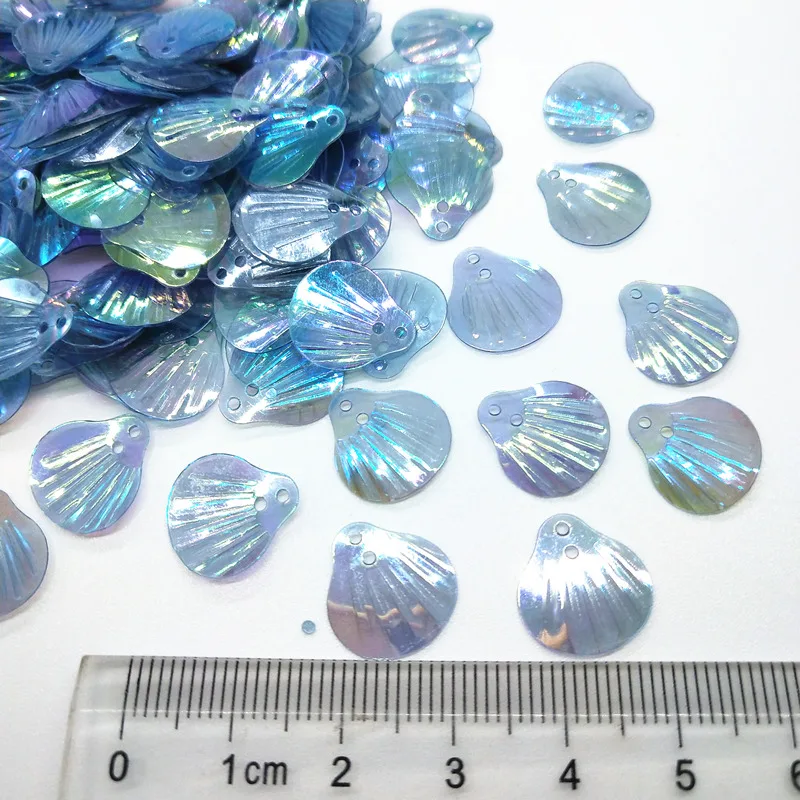 50g/Lot 13mm Shell Sequins Blue AB With 2 Holes Sewing DIY Mermaid Dress Clothing Model A