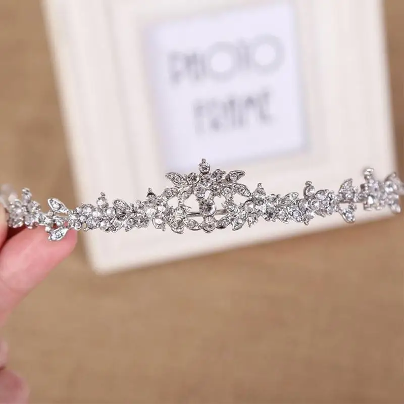 Princess Wedding Bridal Rhinestone Crystal Crown Hair Crown Bride Pearl Headwear Band U0I5