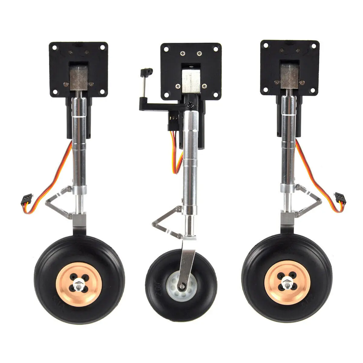 Electric Servoless Retractable Landing Gear Nose/Main Anti-vibration Landing Gear with Wheels for 5-6kg RC Model Airplane