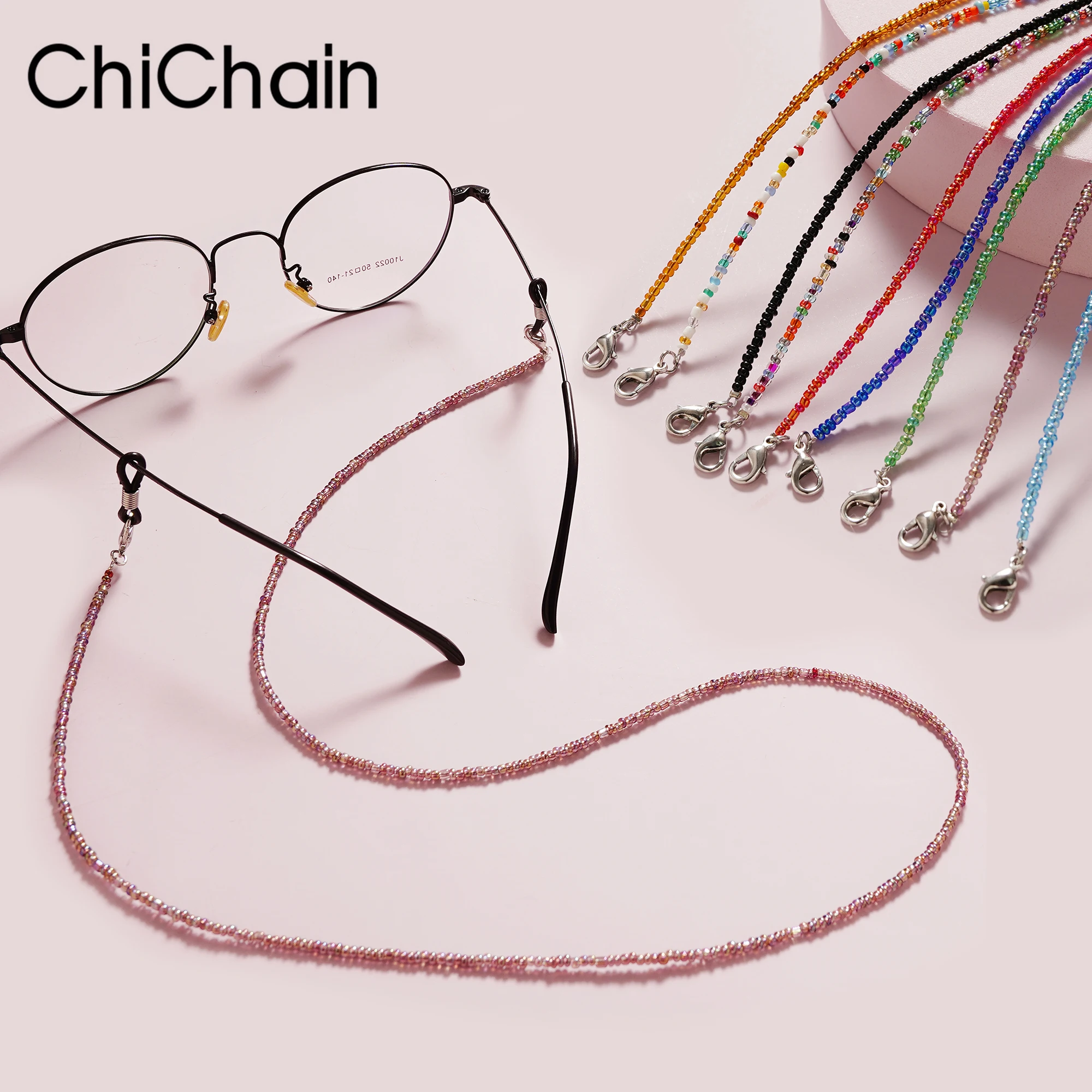 Böhmisch gefärbte Maske Riemen Perlen Brille Ketten Frauen Gesichts maske Lanyard Anti-Rutsch-Frauen Halskette für Brillen Sonnenbrillen