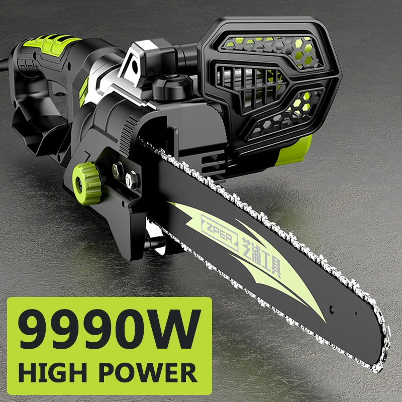 9990W Powerful Electric Chain Saw With Chain Saw 12/16 Inch Power Tool Wood Cutter Logging Electric Saw Garden Tool 220V AC