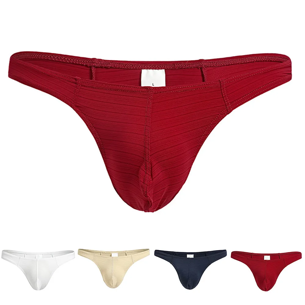 

Fashion Men Ice Silk Bikini Briefs Comfortable Breathable Sexy T-Pants Thong Panties Underwear Sexy Lingerie