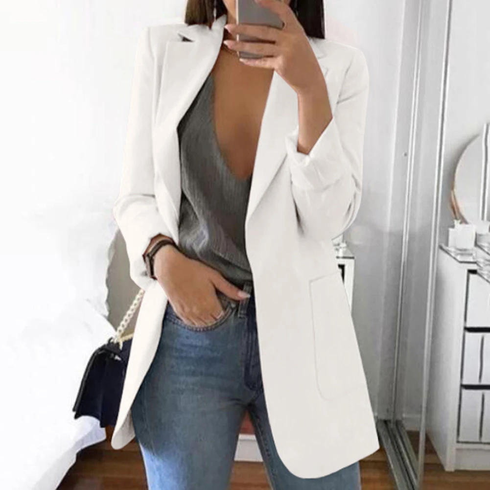 Women\'s fashion autumn new style solid color long sleeved cardigan small suit jacket for women blazer women coat