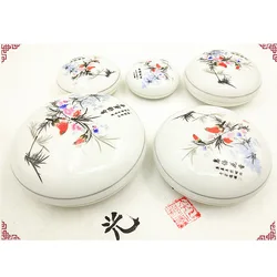 White Ceramic Round Red Inkpad for Chinese English Name Stamps Calligraphy Painting Signature Natural Stone Seals Chop Ink Paste
