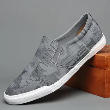 New Canvas Casual Flat Men Popular Letters Shoes Spring and Autumn Breathable Man Cloth Shoes Sneakers Loafers High Quality