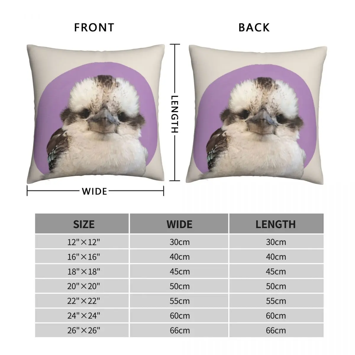 David The Kookaburra Square Pillowcase Polyester Linen Velvet Zip Decor Throw Pillow Case Home Cushion Cover