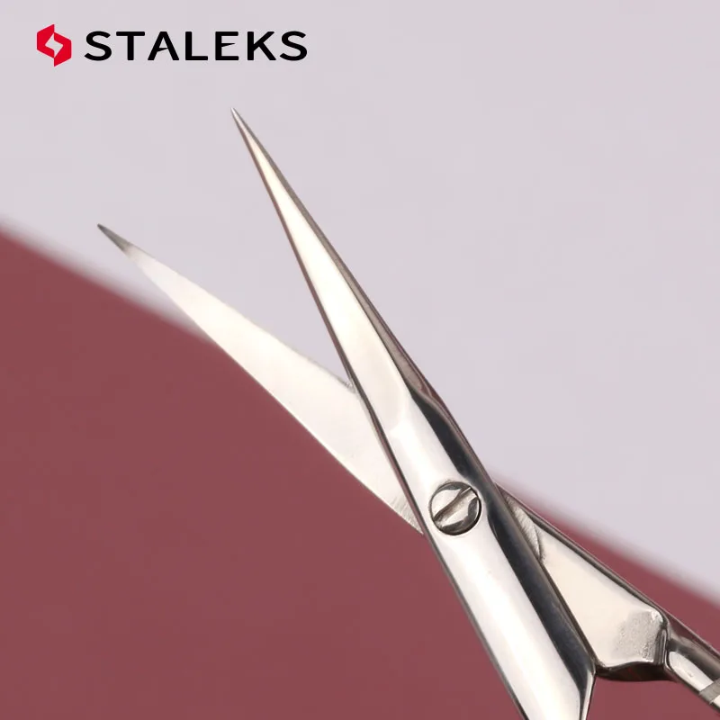 1pc STALEKS SX-21-1z Stainless Steel Dead Skin Scissors Russian Style Bending Eyebrow Scissors Zebra Pattern Makeup Tools