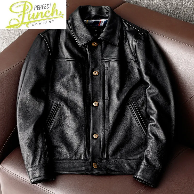 

Quality High Genuine Leather Jacket Men Clothing Spring Real Cowhide Coat Korean Style Plus Size Chaqueta Cuero Hombre