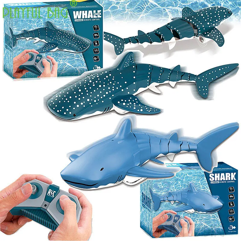 Interactive puzzle simulation remote control shark long-range charging spoof whale shark children's toy boat happy vd65