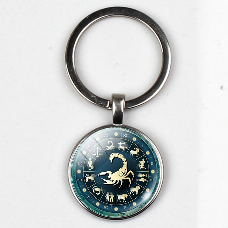 Fashion Jewelry 12 Constellation Key Chain Charm Zodiac Sign Keychain Car Crystal wallet handbag Pendant Man Woman Favorite Gift