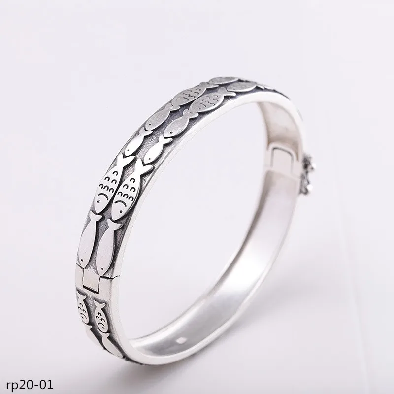 KJJEAXCMY Boutique jewelry Matte Handwork Foot Silver 990 Thai Silver Jewelry Women's Concubine Fish Bracelet