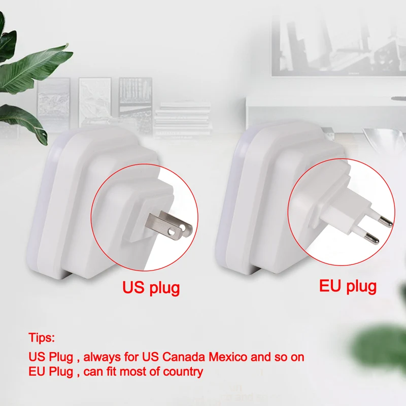 EU US Plug-in LED Night Light With Lighting Sensor Control Energy Saving Kids Bedside Light Toilet Wall Lamp For Bedroom Home