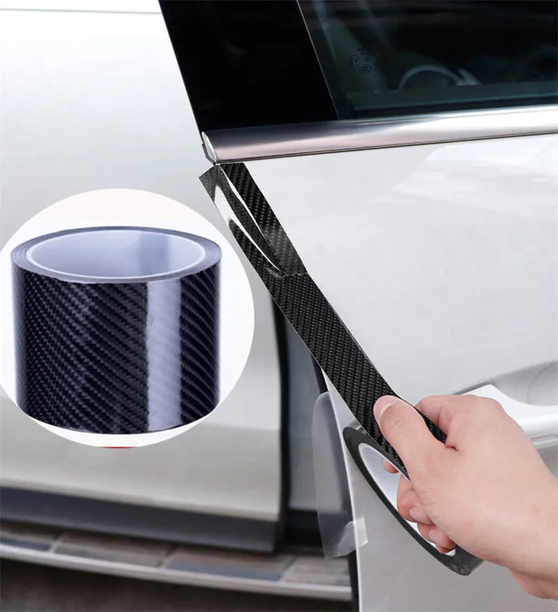 Bumper Protector Car Door Edge Guard Carbon Fiber Wrap Film Waterproof Anti-Collision Strip for Car Door Guard/Front and Rear