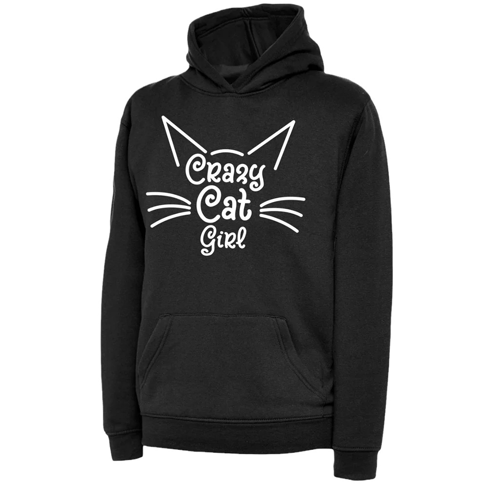 

Childrens Crazy Cat Girl Hoodies Cute Cat Lover Top Animal Pet Kitten Kids Girls Gift Winter Present Jacket