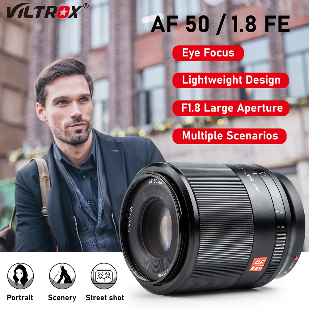 

Viltrox 50MM F1.8 FE STM AF Large Aperture Prime Auto Focus Lens for Sony E-Mount Full Frame Camera A9 A7III A7RIV A7SIII