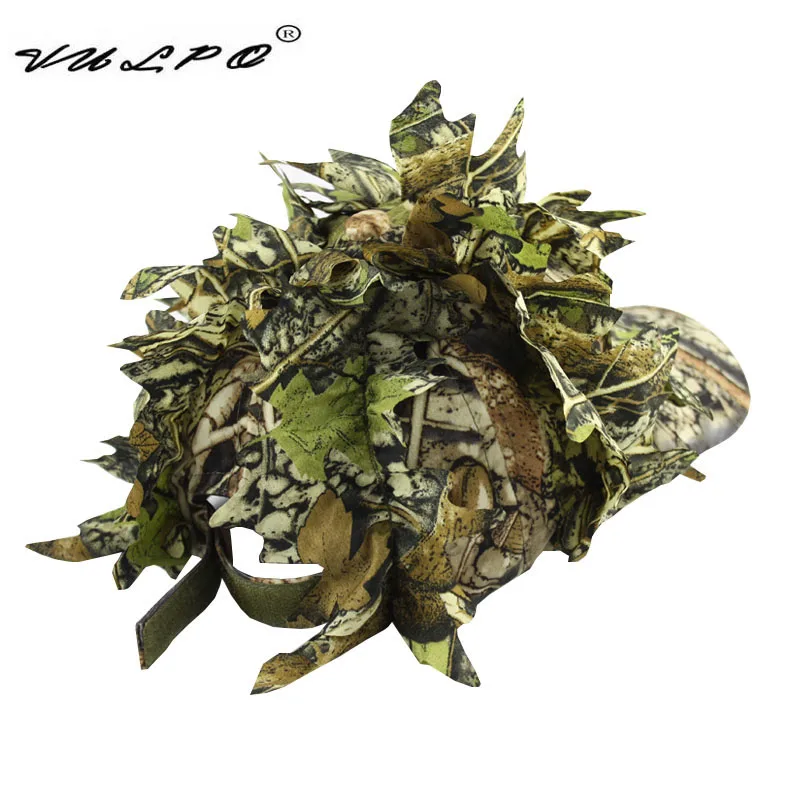 Outdoor Tactical Camouflage Cap With Bionic Leaf Camo Hunting Hat Sniper Hidden Jungle Hat