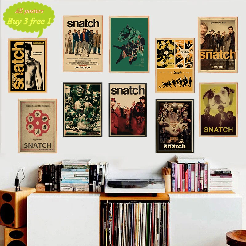 Snatch Movie Kraft Paper Poster Bar Cafe Vintage High quality Printing Drawing core Decorative Painting