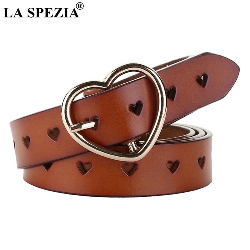 Women Belt Real Leather Camel Heart Pin Buckle Belt Ladies Fashion Genuine Leather Cowhide Female Brand Designer Belts