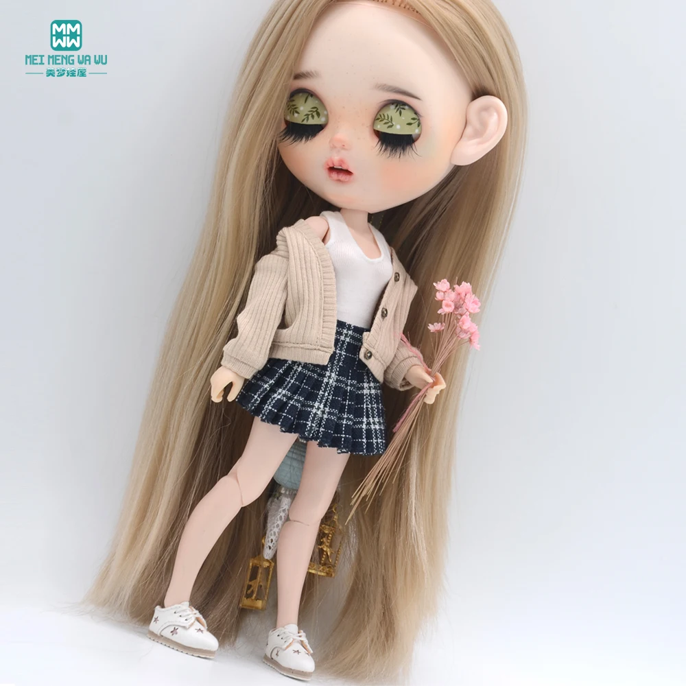 Quần Áo Búp Bê Thời Trang Cardigan Ngắn Váy Áo Sơ Mi Giày Phù Hợp Với Blyth Azone OB22 OB24 Phụ Kiện Búp Bê