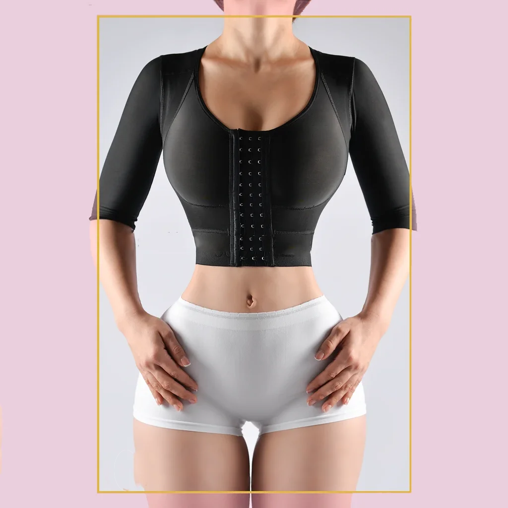 Fajas Reductoras Y Modeladoras Mujer Strapless Top With Middle Sleeve Breasted Hood Split Body Shapewear For Women 2 Colors