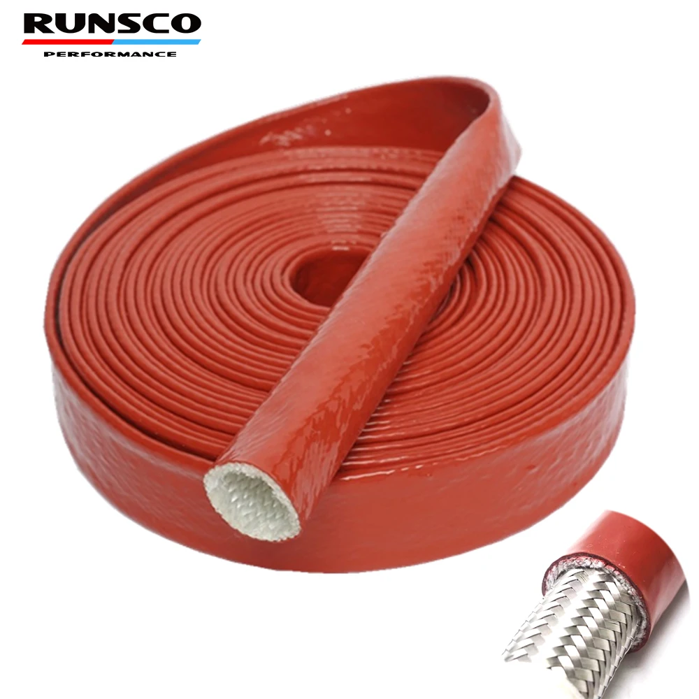 ID 4 6 8 10 12 15 20 25mm Red High Temperature Resistant Fire Retardant Casing Pipe Thicken Insulation Silicone Fiberglass Tube