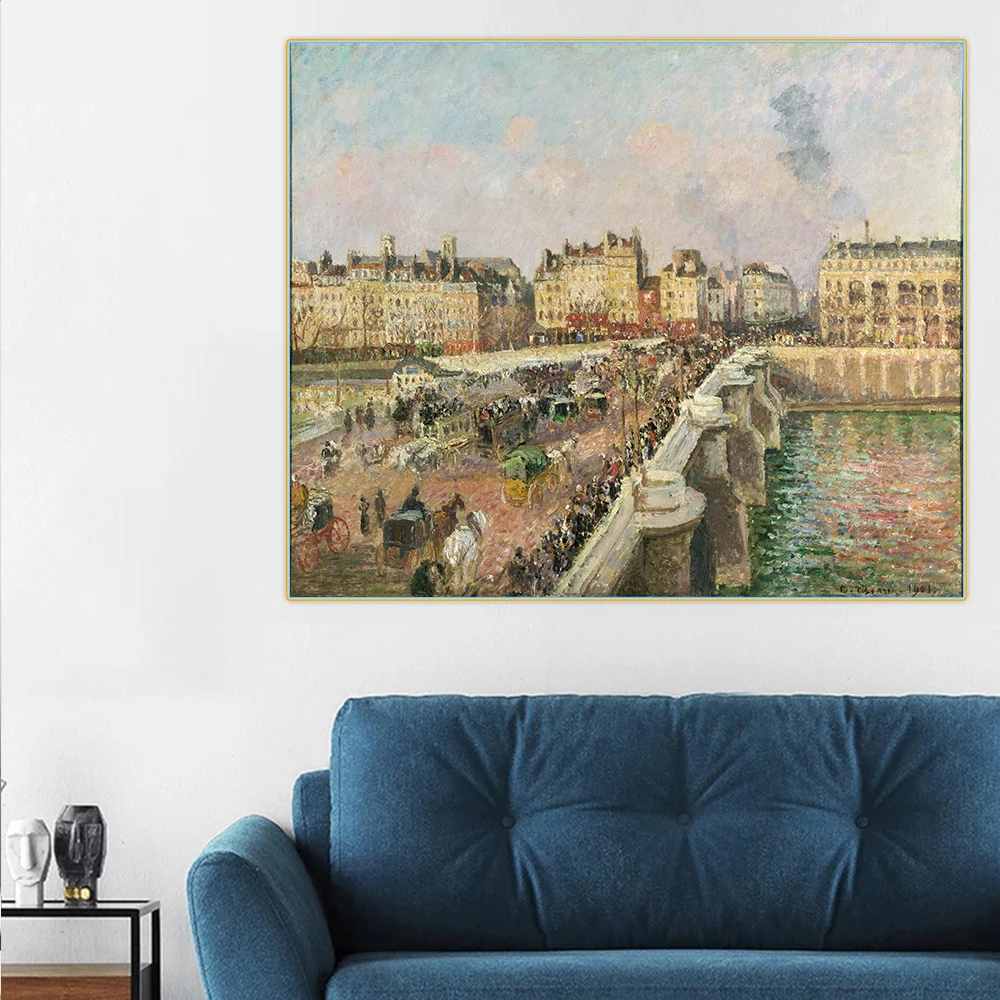 Citon Camille Pissarro《Afternoon Sunshine, Pont Neuf,1901》Canvas Art Oil Painting Famous Art Picture Wall Decor Home Decoration