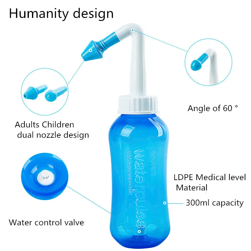 300ML nos czysty nos umyć jamę nosową Cleaner zapalenie zatok wrażliwość zdrowa pielęgnacja unikaj alergicznego nieżytu nosa naczynie do płukania nosa z solą