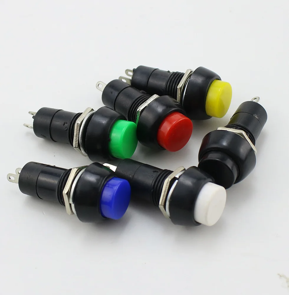 PBS-11A PBS-11B 12mm self-locking Plastic Push Button Switch Latching Switchs 3A 250V AC 2PIN 6Color