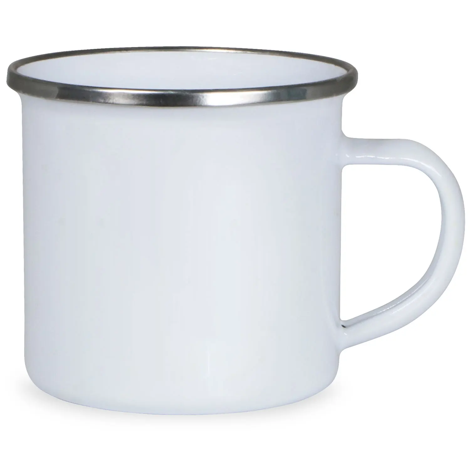 24pcs 12oz Sublimation Blank White Enamel Mug with Black/Silver Rim