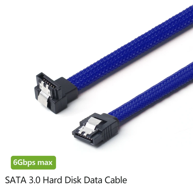 Lingable SATA 3.0 III Right Angle 90 Degree SATA3 7pin Data Cables SSD Cabo HDD Hard Disk Drive Cable with Nylon Sleeved