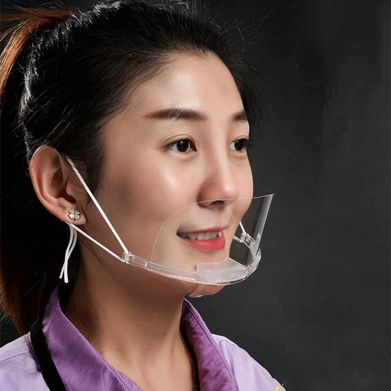 

200x Anti-Fog Transparent Open Face Guard Shield for Foodservice Hospitality with Adjustable Strap Anti-Spitting Hygienic Mask