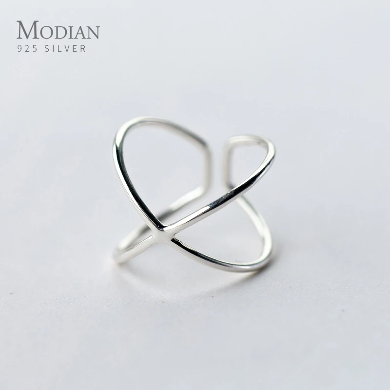 Modian Einfache Doppel Schicht Linie Ring für Frauen Mode 925 Sterling Silber Glänzend Geometrische Kostenloser Größe Ring Edlen Schmuck Bijoux