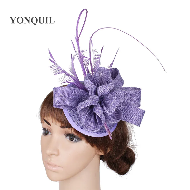 

Imitation Sinamay Wedding Fascinators For Women Elegant Hair Accessories Ladies Fashion Headpiece With Headband Church Chapeau