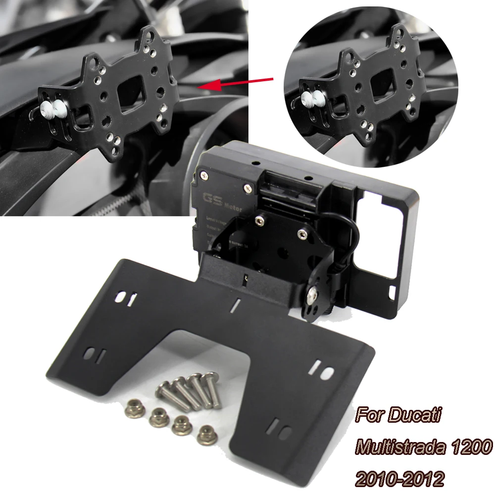 

For DUCATI MULTISTRADA 2010 2011 2012 Motorcycle Mobile Phone Navigation Bracket USB Charging