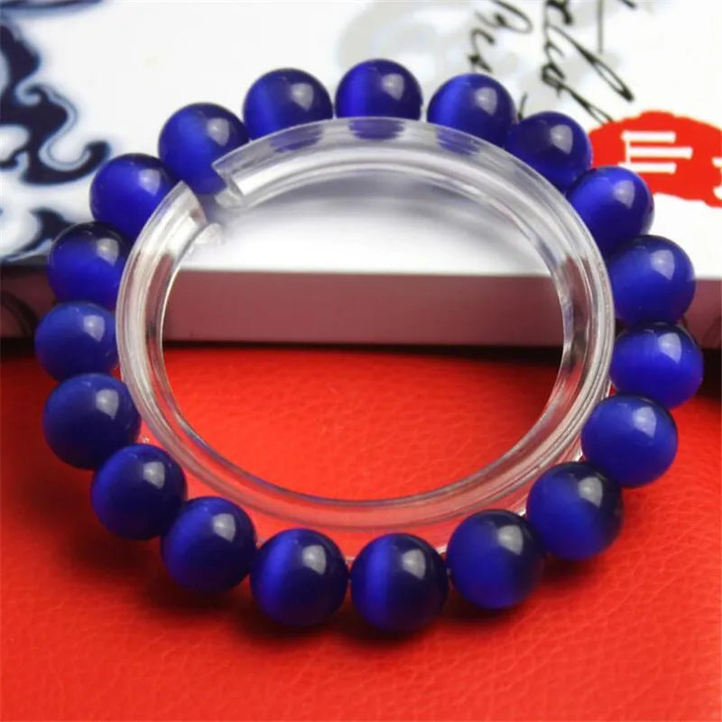 Pulseira com pedras preciosas de olho de gato, 6/8/10mm, pulseira de cristal de vidro romântico, para fazer joias, pulseira feminina redonda com contas