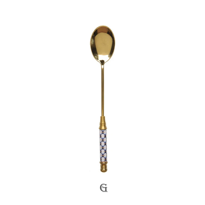 Edelstahl Dessert Löffel Keramik Langen Griff Eis Löffel Teelöffel Gold Kaffee Kuchen Obst Milch Löffel Küche Geschirr – Detail 15