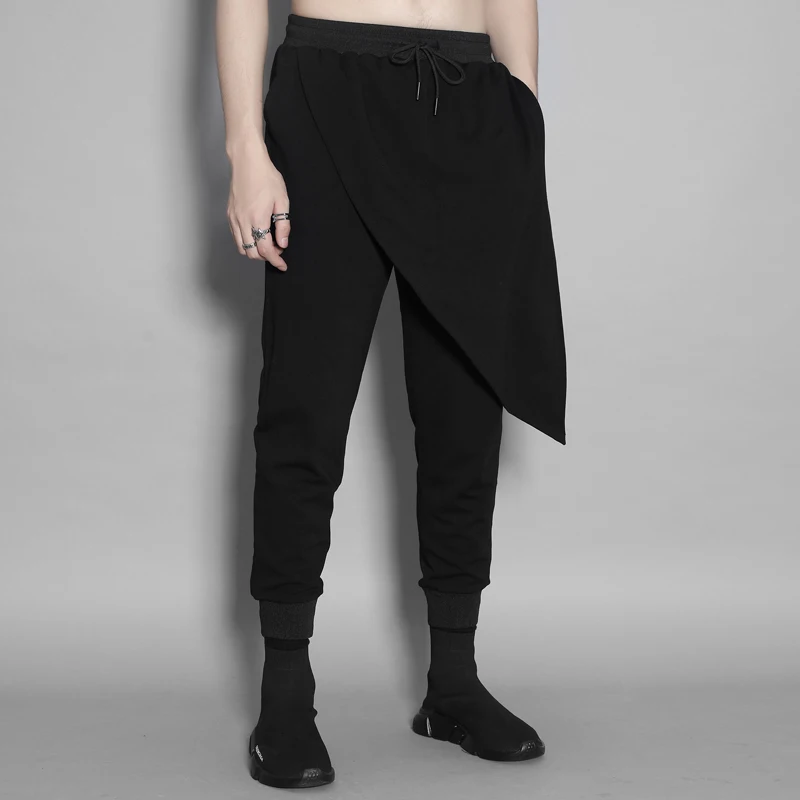 Fall Patchwork Asymmetrical slacks men's sport Harem pants slim men's pants