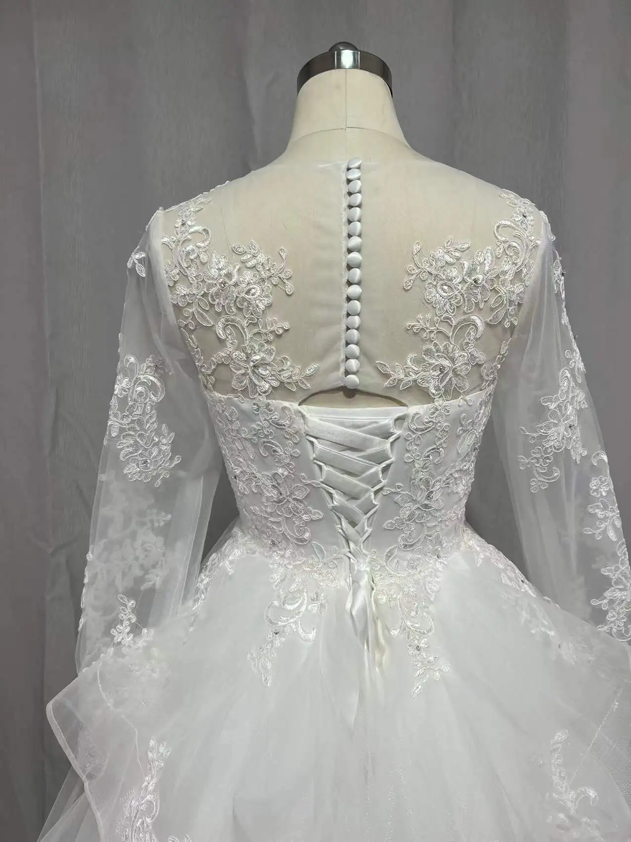 Vestido de novia con flores de cristal de Dubái, manga larga, Apliques de encaje musulmán, gran oferta, 2022