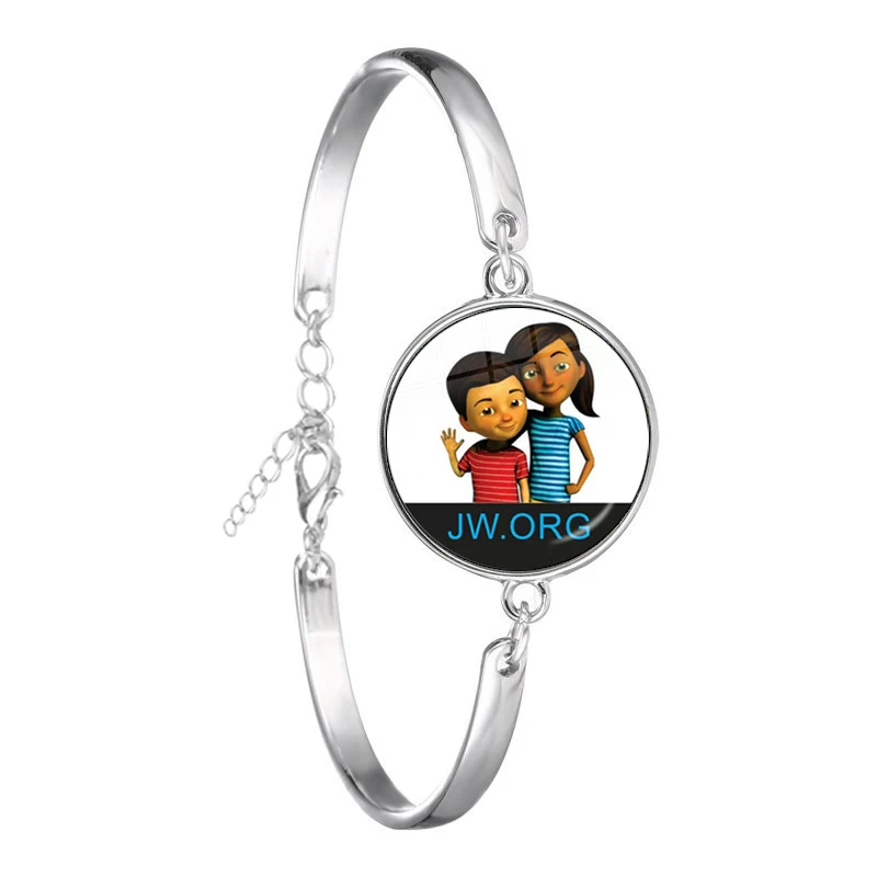 Pulsera de cadena JW.org, imagen artística de testigos de Jehová, brazalete de cabujón de cristal de 18mm, joyería católica, regalo para amigos