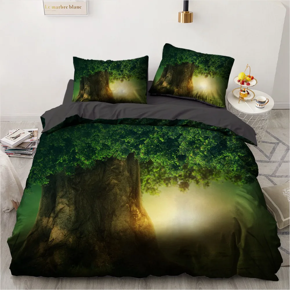 

3D Forest Firefly Cartoon Bedding Set with Pillowcase Duvet Cover Sets Bed Linen Queen King Size Bedclothes Child Quilt 1 Person