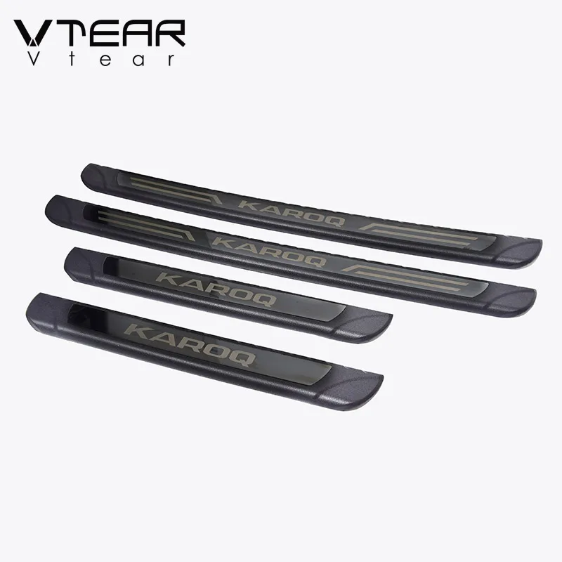 Vtear For Skoda Karoq Accessories car door sill scuff plate protcover cover Threshold pedal exterior car-styling parts 2022 2023