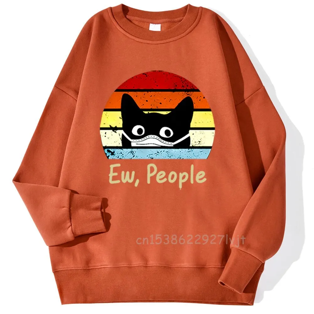 Ew People Black Cat Mask Printing Pullover Hot Sale Women Men Sweatshirt Hip Hop Hoodie Fashion Cool Comfortable Hoody