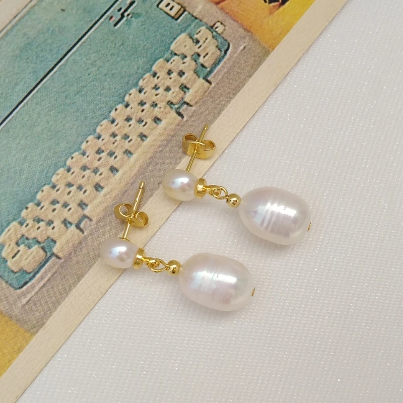 Vintage Genuine AAA South Sea White Baroque Dangle Stud Pearl Earrings Hook At Interview Concert At Banquet Free Shipping